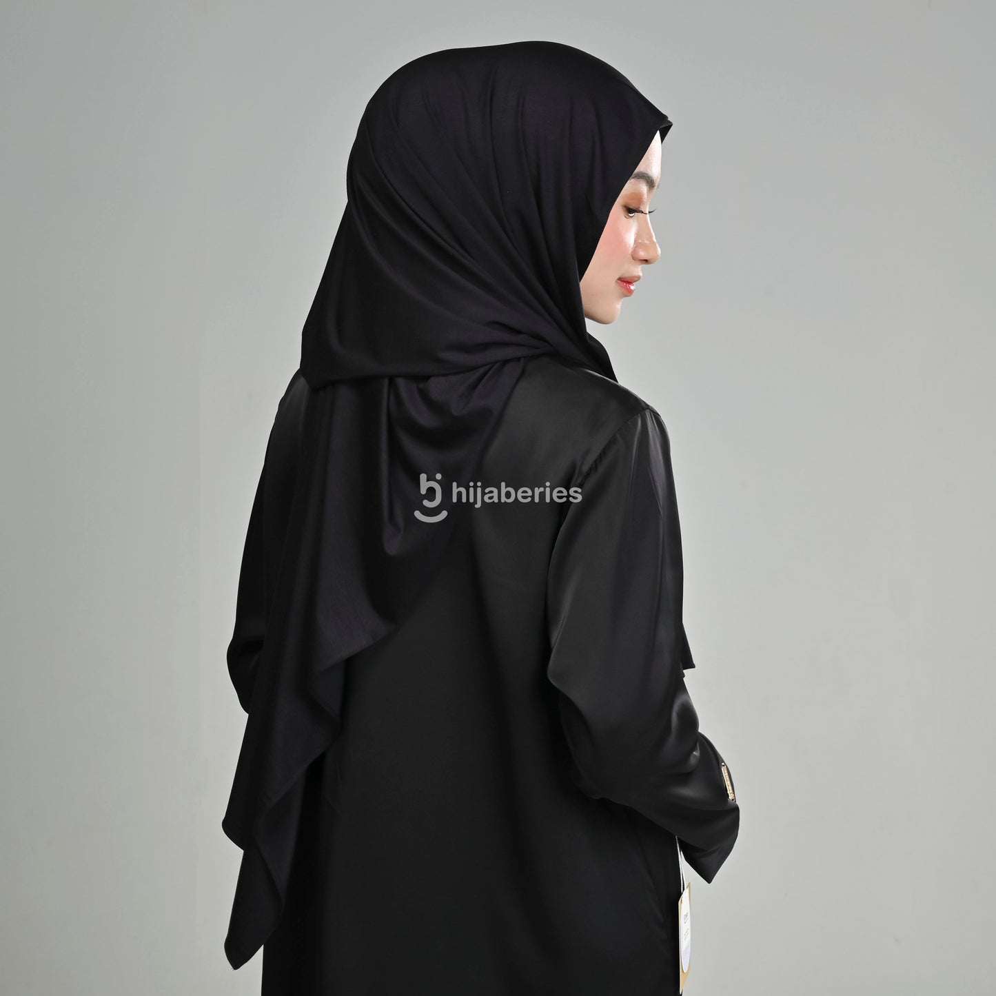 Kesa Tencel Pashmina Kaos Hijaberies - Black