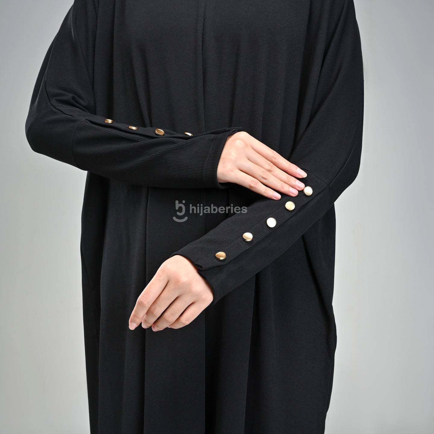 Keia Knit Dress (Dress Panjang Batwing) Hijaberies - Black