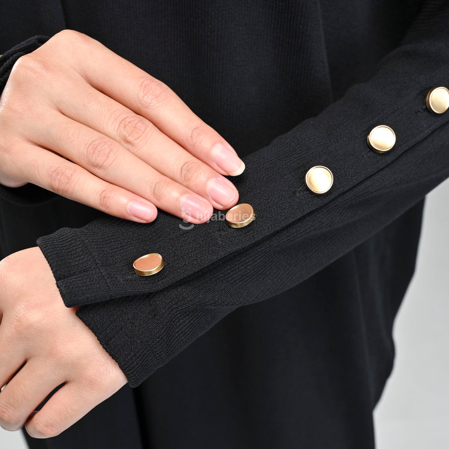 Keia Knit Dress (Dress Panjang Batwing) Hijaberies - Black