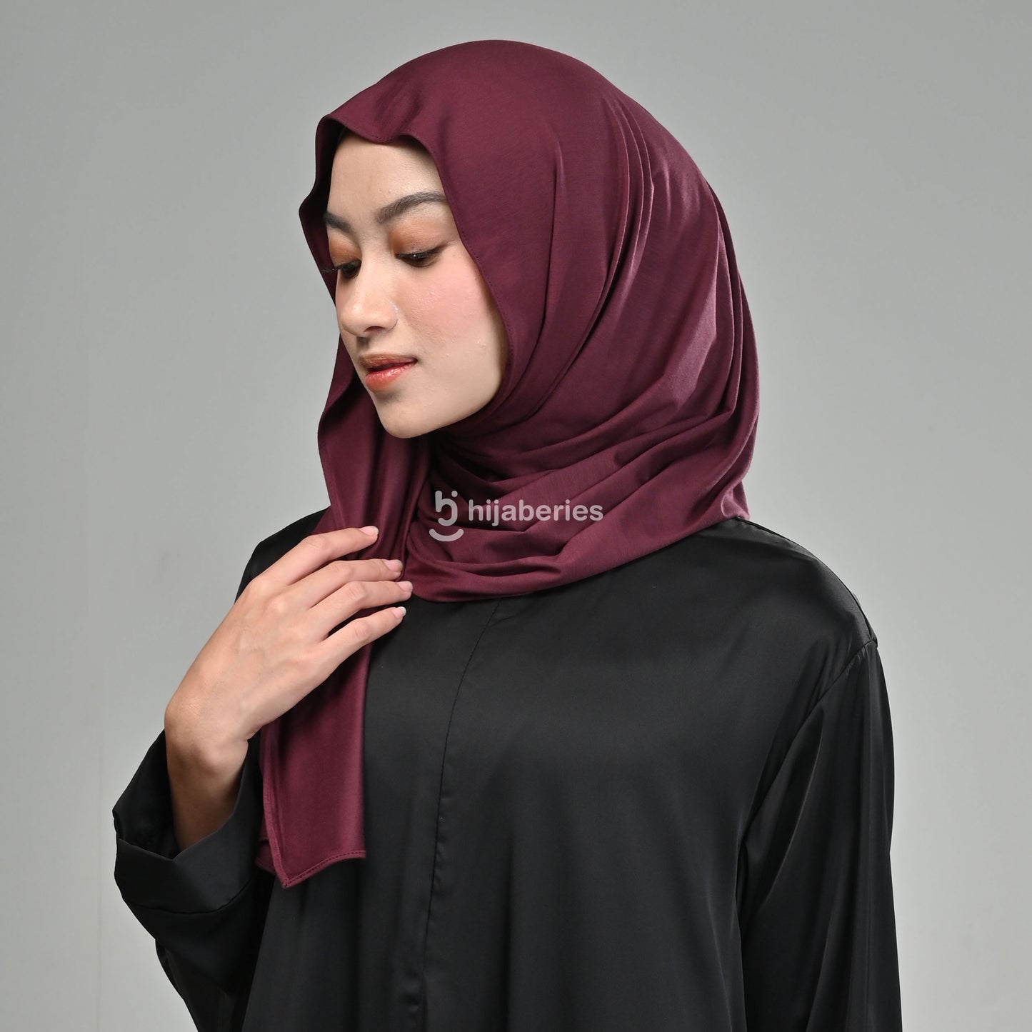 Kesa Tencel Pashmina Kaos Hijaberies - Burgundy