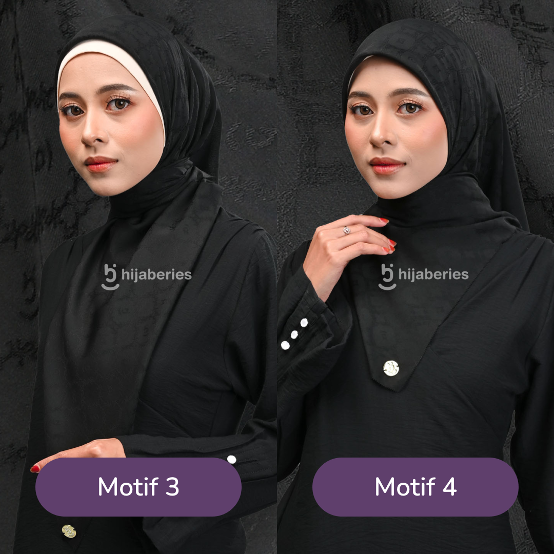 Jacquard Scarf Mono 3 Hijaberies - Black