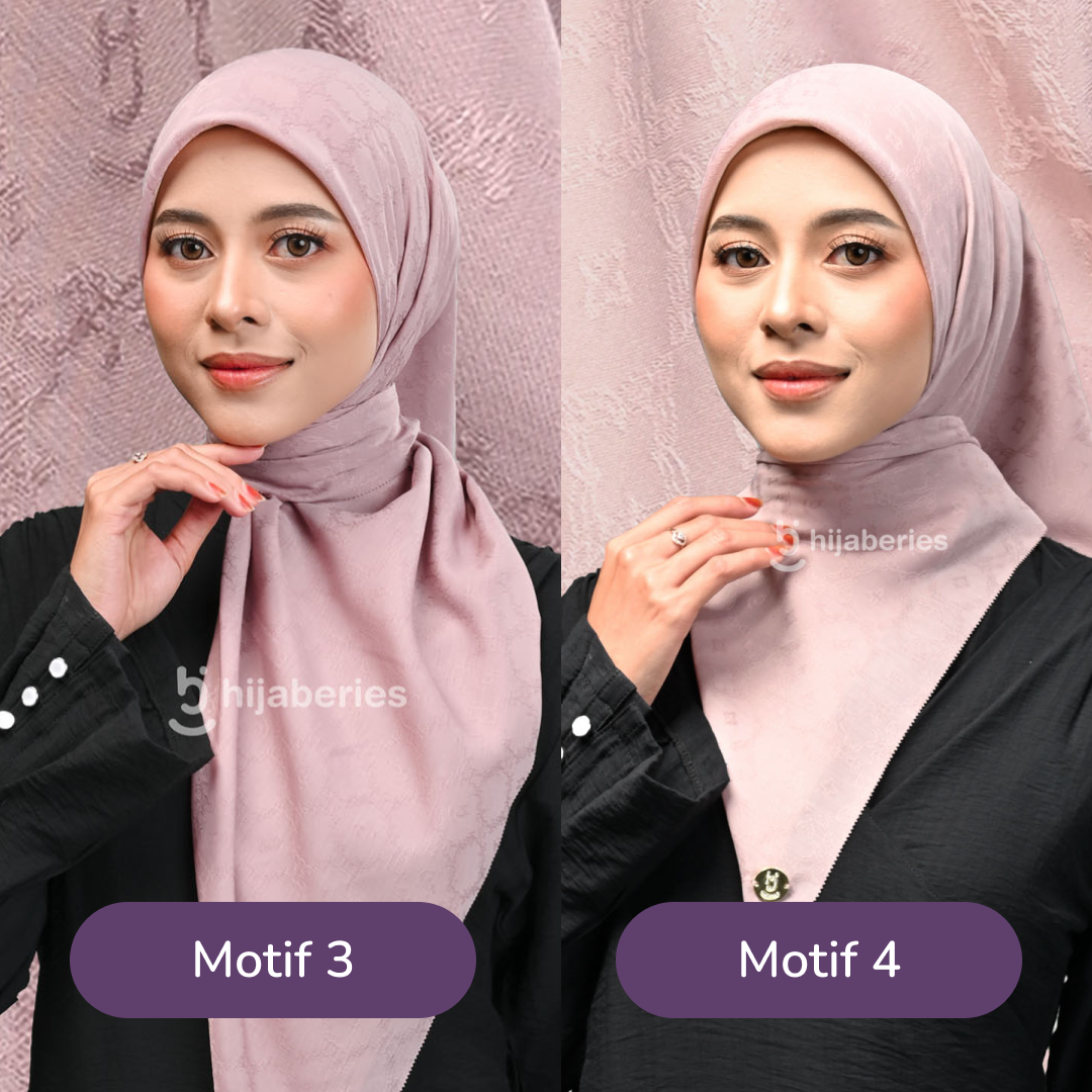 Jacquard Scarf Mono 3 Hijaberies - Blush