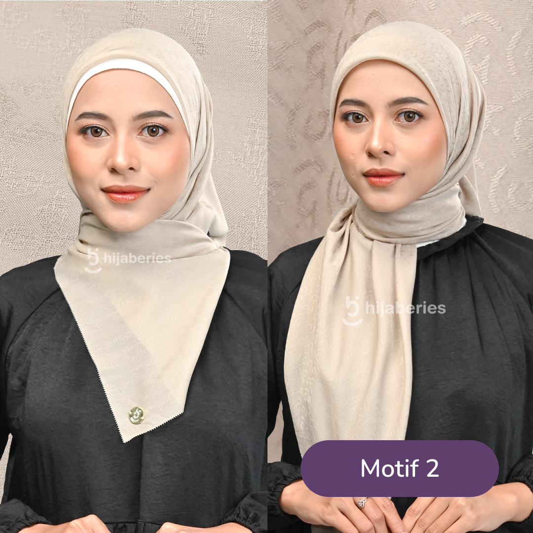 Jacquard Scarf Mono 2 Hijaberies - Ivory