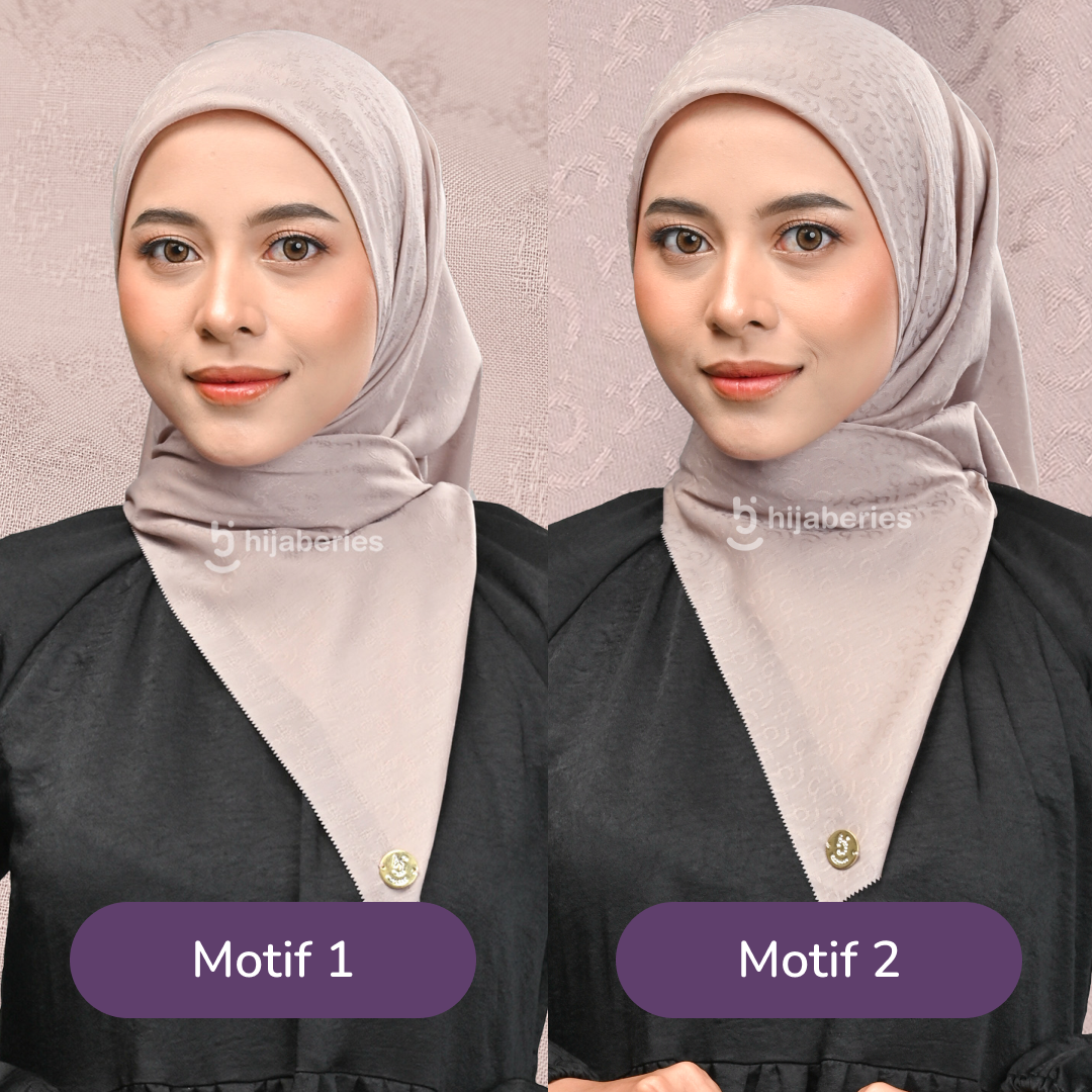 Jacquard Scarf Mono 2 Hijaberies - Simply Taupe