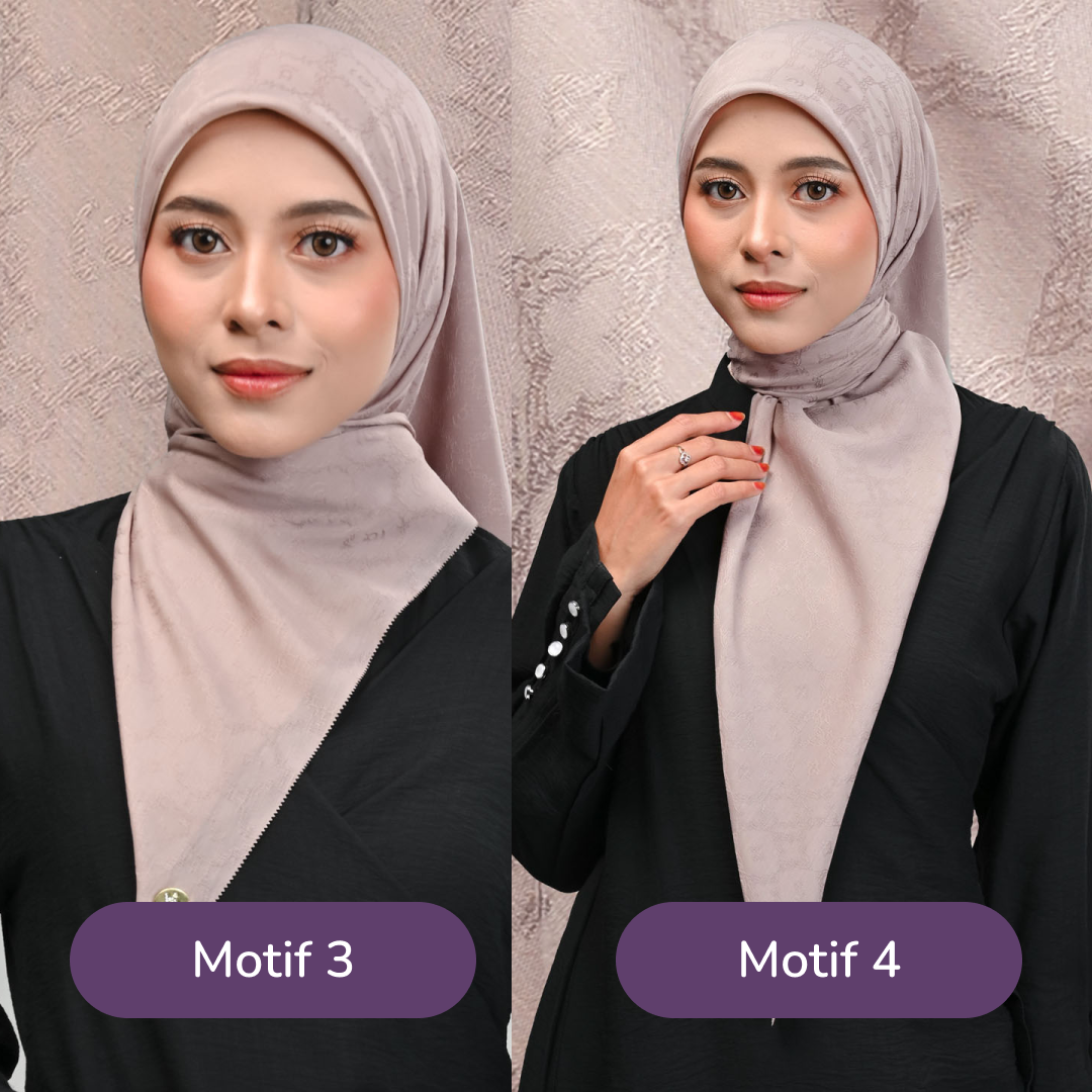 Jacquard Scarf Mono 3 Hijaberies - Simply Taupe