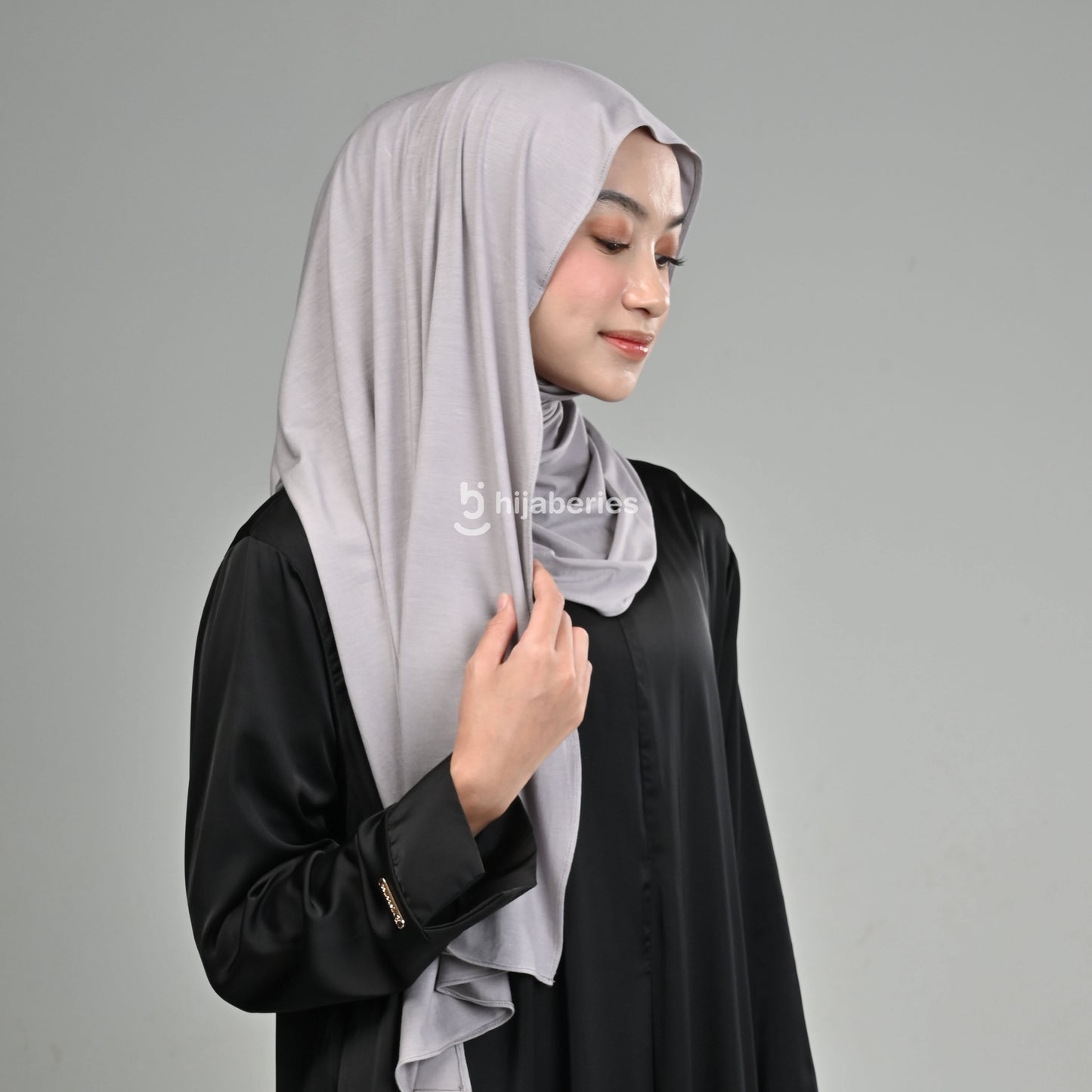 Kesa Tencel Pashmina Kaos Hijaberies - Light Grey
