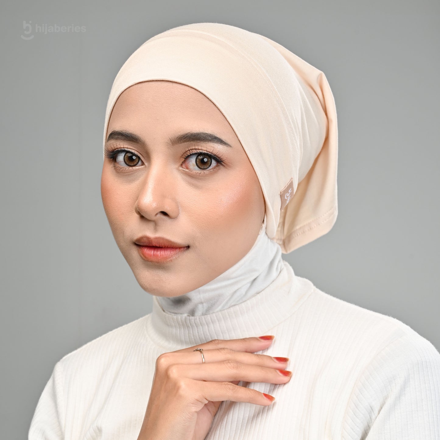 Inner Hijab Long Headband Cotton Rayon Hijaberies - Biscuit