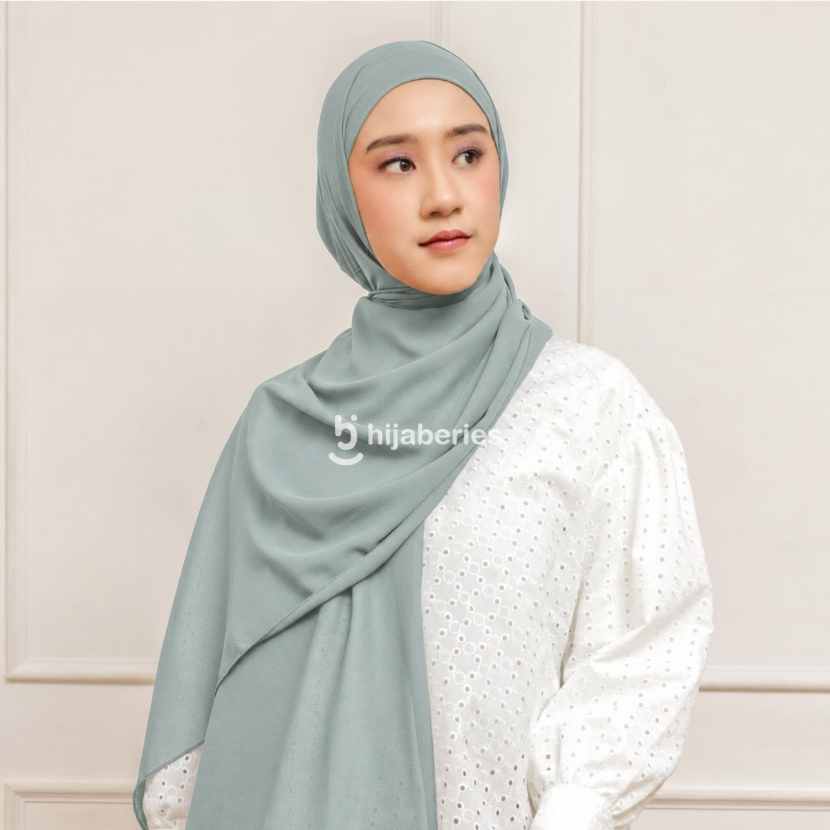 Lily Pashmina 2in1 Inner Premium Hijaberies – Pashmina Instan dengan Ciput Long Headband, Bahan Ceruty Babydoll 175x75 cm