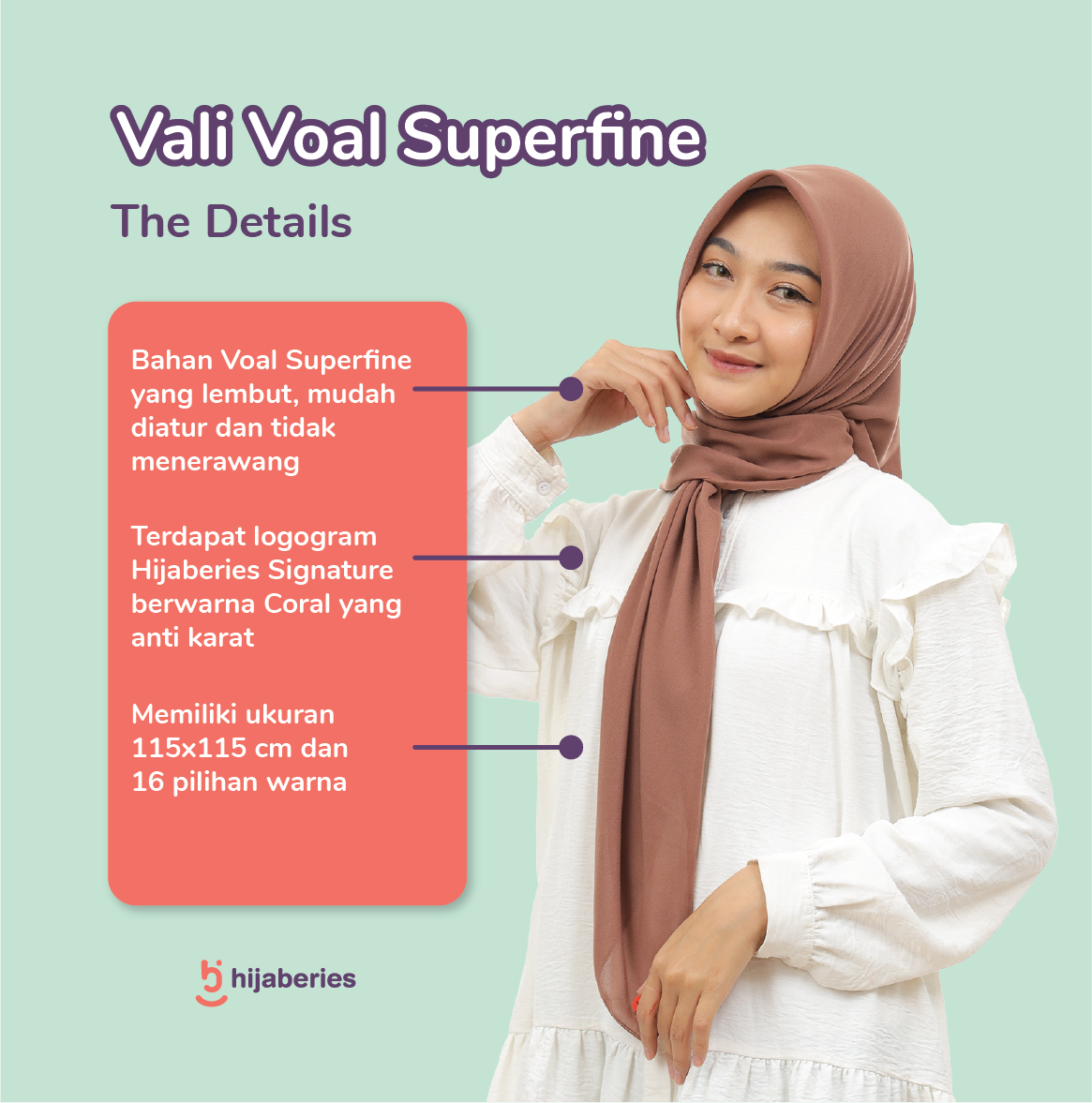 Vali Voal Superfine Hijaberies - Aztec Brown