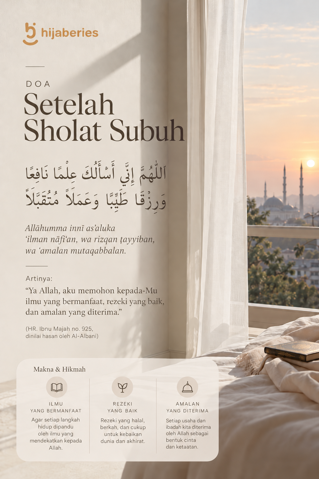 Doa setelah shalat subuh Allahumma inni as-aluka ilman nafi'an, Arab, latin, dan artinya