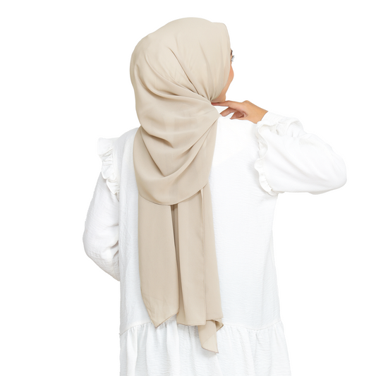 Kala Pashmina Oval Ceruty Babydoll Hijaberies - Ivory