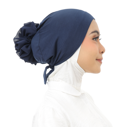 Inner Scrunchie (Ciput Hijab Cepol Bunga) Hijaberies - Navy