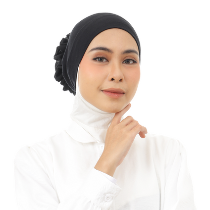 Inner Scrunchie (Ciput Hijab Cepol Bunga) Hijaberies - Black