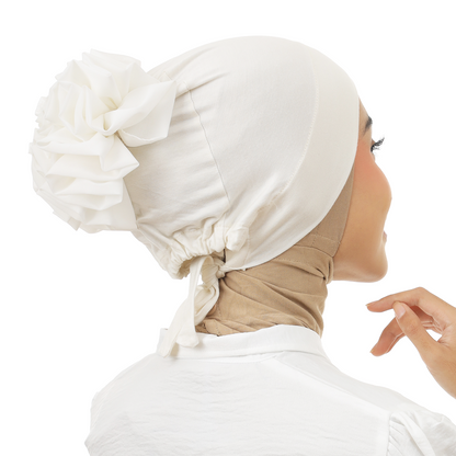 Inner Scrunchie (Ciput Hijab Cepol Bunga) Hijaberies - Broken White