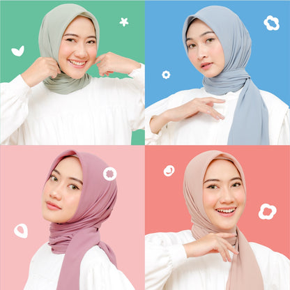 Hijaberies - Kelora Pashmina Square | Pashmina Segi Empat Pola | Muka Tegak | Bahan Babydoll