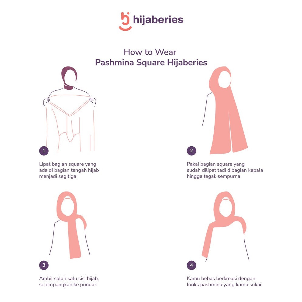 Hijaberies - Kelora Pashmina Square | Pashmina Segi Empat Pola | Muka Tegak | Bahan Babydoll