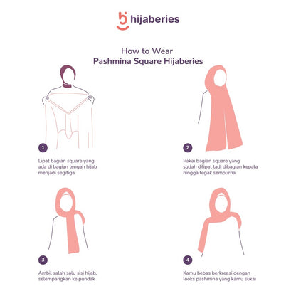 Hijaberies - Kelora Pashmina Square | Pashmina Segi Empat Pola | Muka Tegak | Bahan Babydoll
