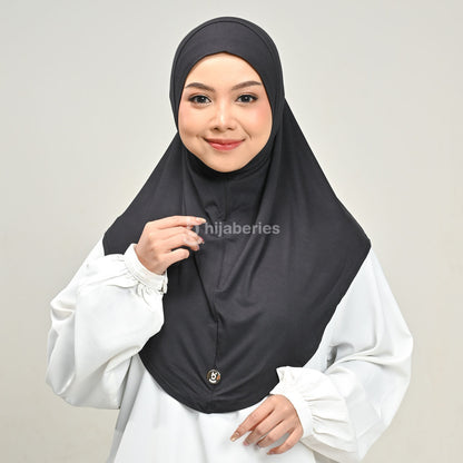 Hijaberies - Instant Hijab Tencel (Jilbab Bergo Instant Tencel Bahan Rayon Tencel dengan Logo Pin Brooch)