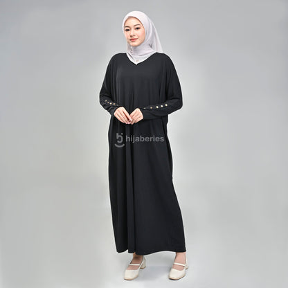 Keia Knit Dress (Dress Panjang Batwing) Hijaberies - Black