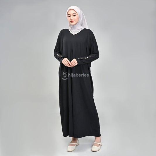 Keia Knit Dress (Dress Panjang Batwing) Hijaberies - Black