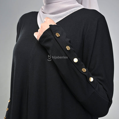 Keia Knit Dress (Dress Panjang Batwing) Hijaberies - Black