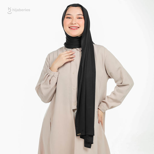 Kesa Pashmina Kaos Hijaberies - Black