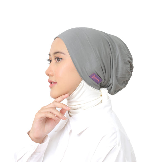 Inner Hijab Arab Karet - Charcoal Grey