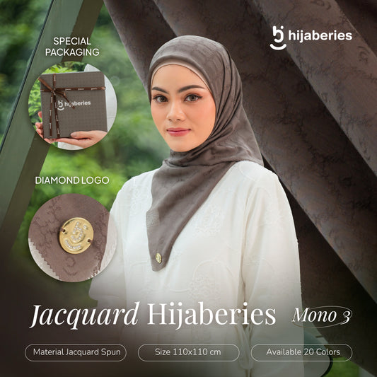 Jacquard Scarf Mono 3 Hijaberies - Broken White