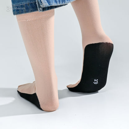 Reguler Jempol Sock (Cream Black Sole) - Kaos Kaki Wanita