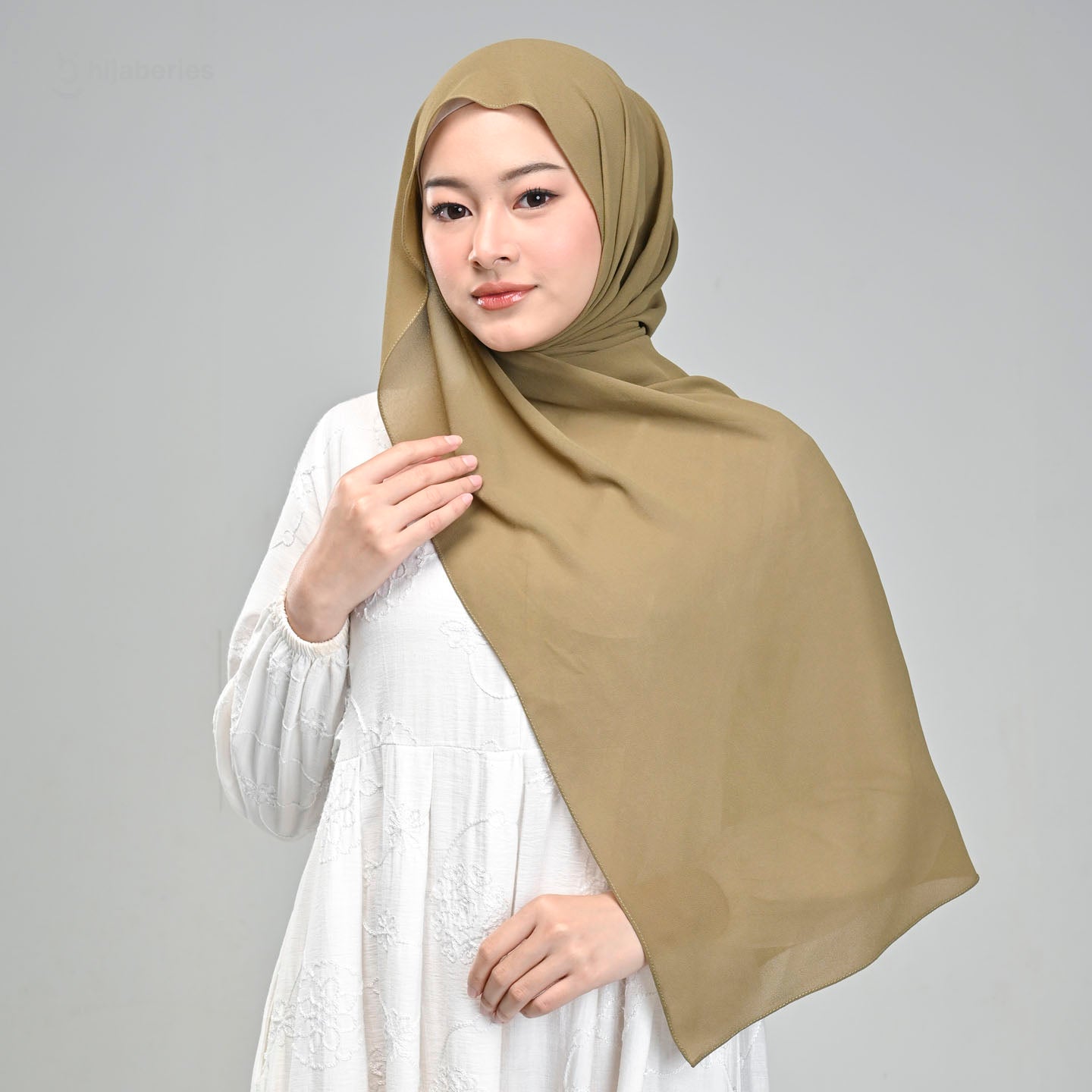 Daily Pashmina Ceruty Babydoll Hijaberies - Olive