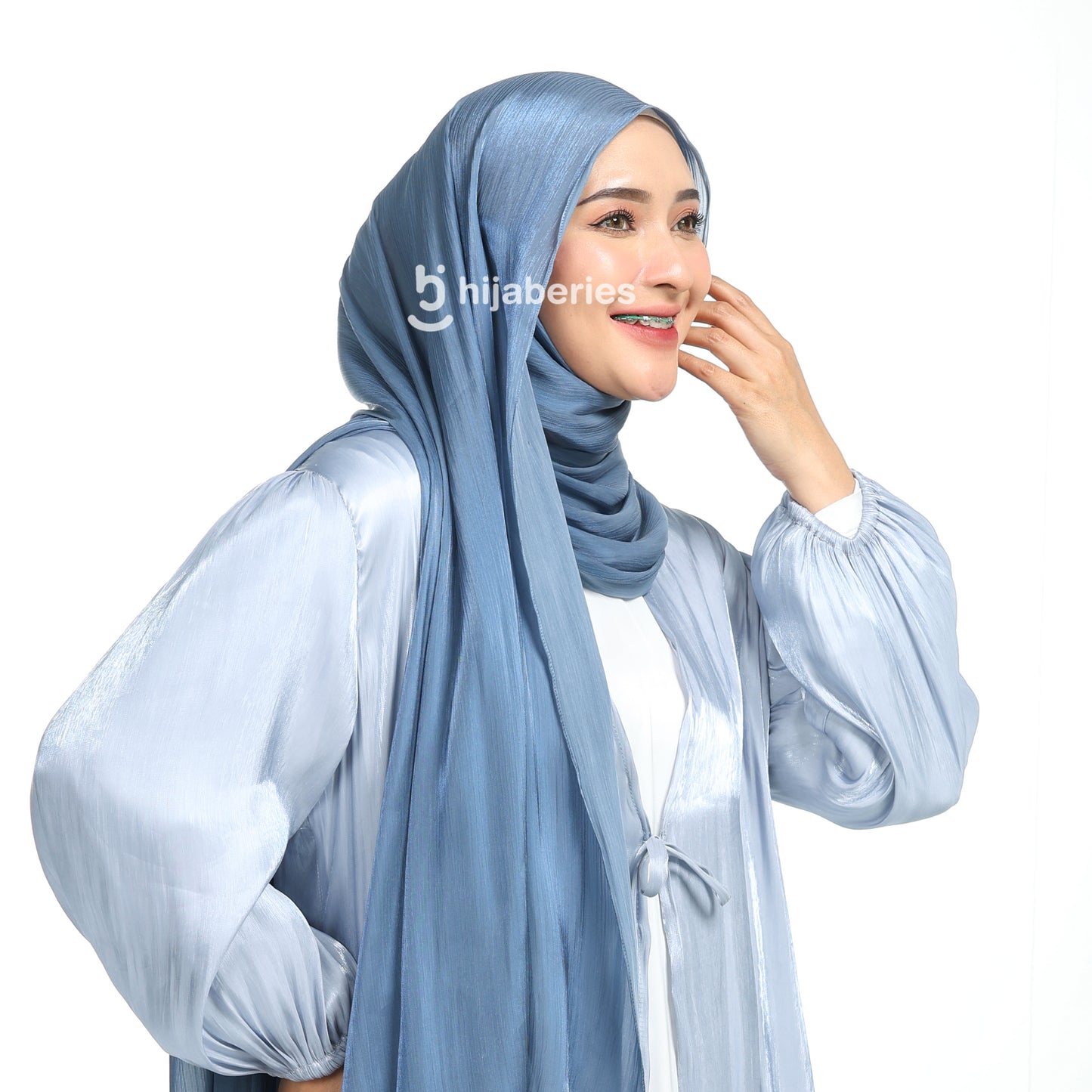 Shimmer Silk Pashmina Hijaberies - Denim Blue