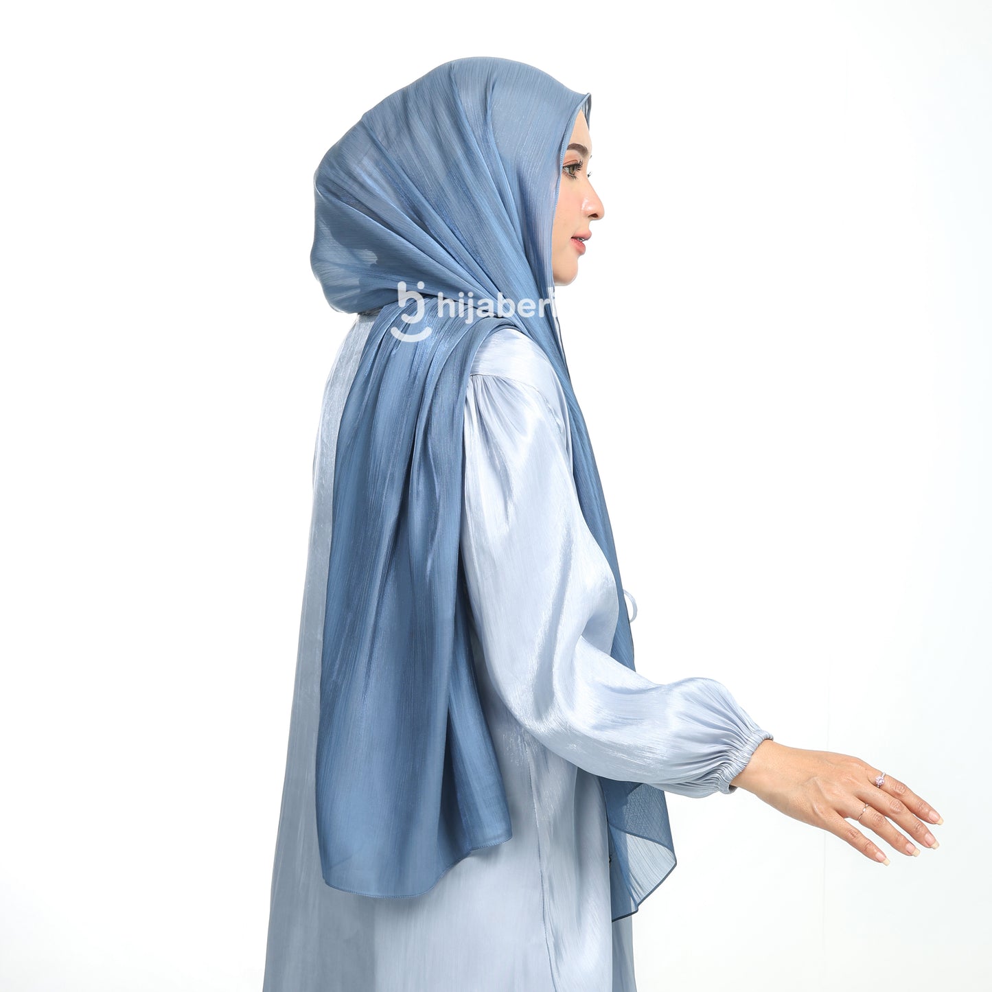 Shimmer Silk Pashmina Hijaberies - Denim Blue