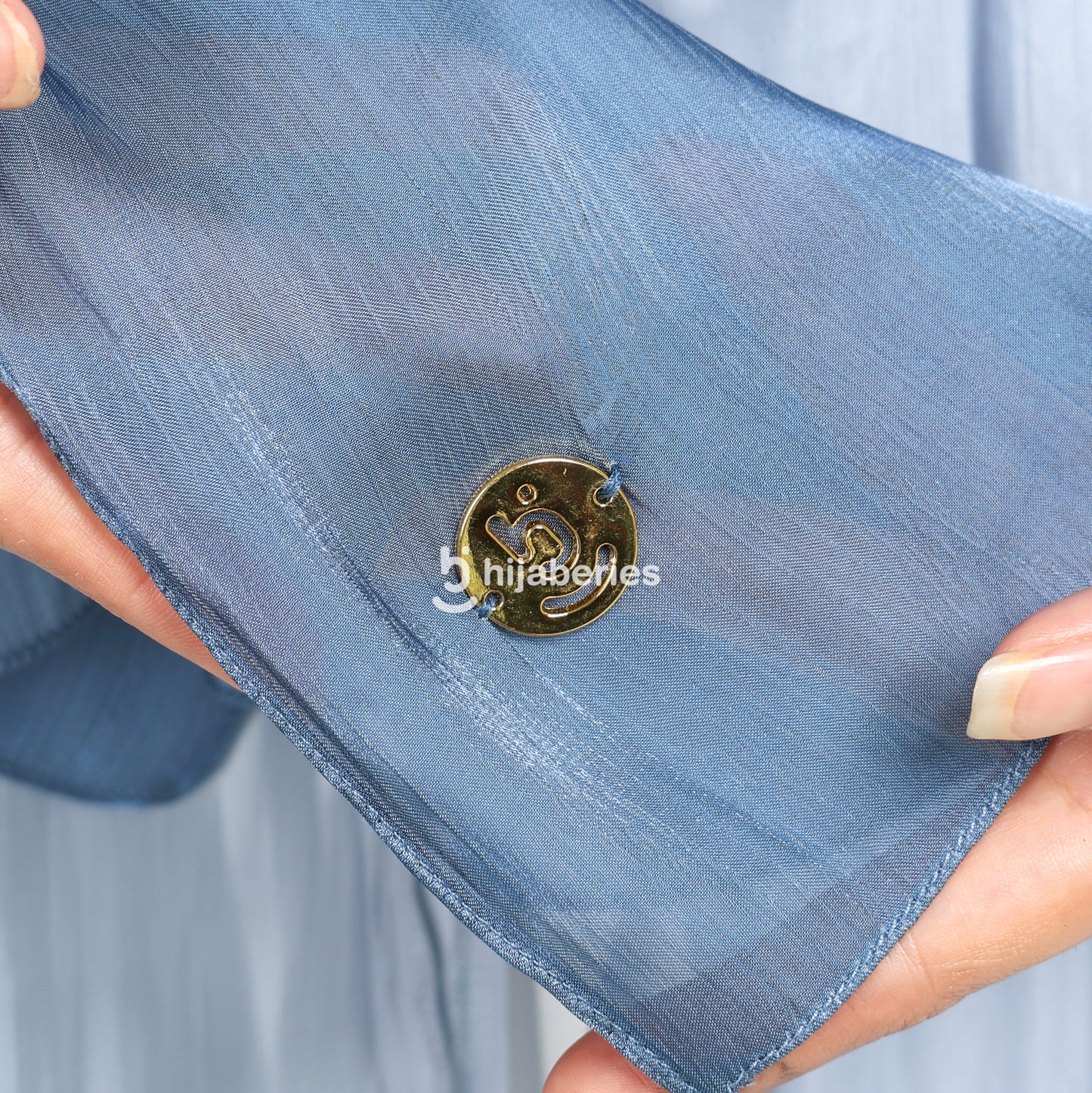 Shimmer Silk Pashmina Hijaberies - Denim Blue