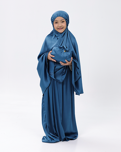 Royal Prayer Set Satin Silk Kids - Denim