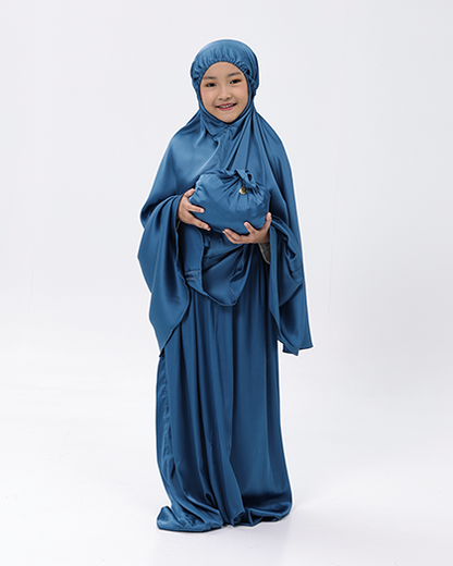 Royal Prayer Set Satin Silk Kids - Denim