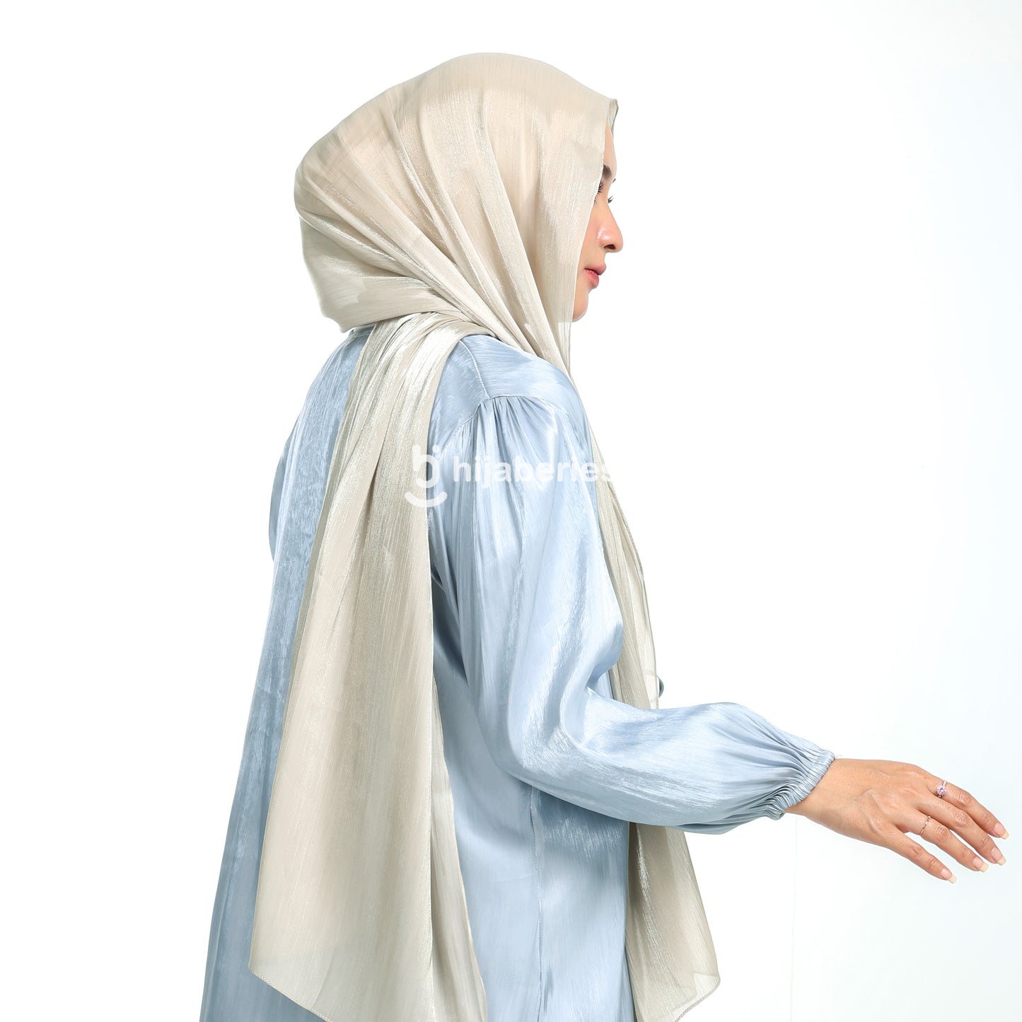 Shimmer Silk Pashmina Hijaberies - Ivory