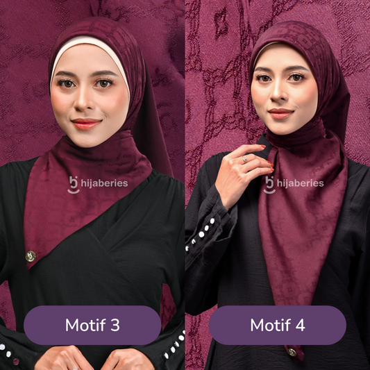 Jacquard Scarf Mono 3 Hijaberies - Burgundy