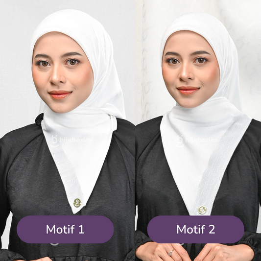 Jacquard Scarf Mono 1 Hijaberies - Broken White