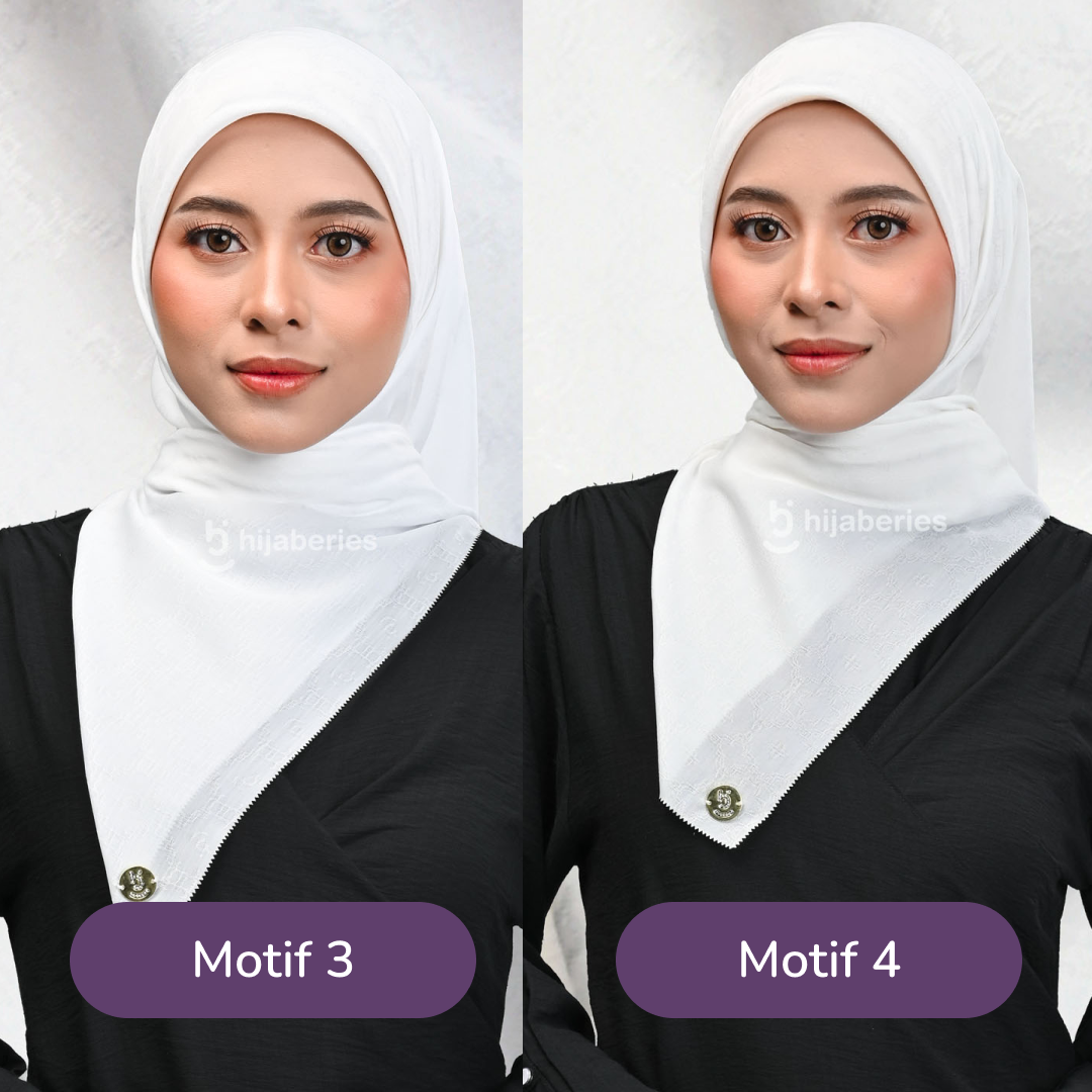 Jacquard Scarf Mono 4 Hijaberies - Broken White