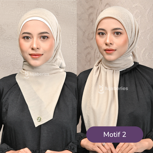 Jacquard Scarf Mono 1 Hijaberies - Ivory