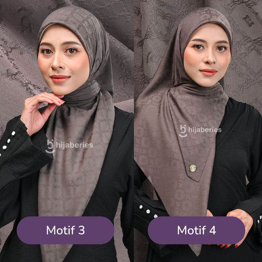 Jacquard Scarf Mono 3 Hijaberies - Major Brown
