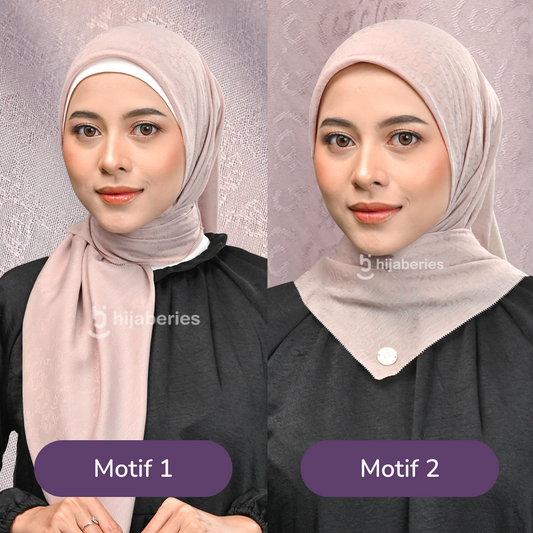 Jacquard Scarf Mono 2 Hijaberies - Oat Milk