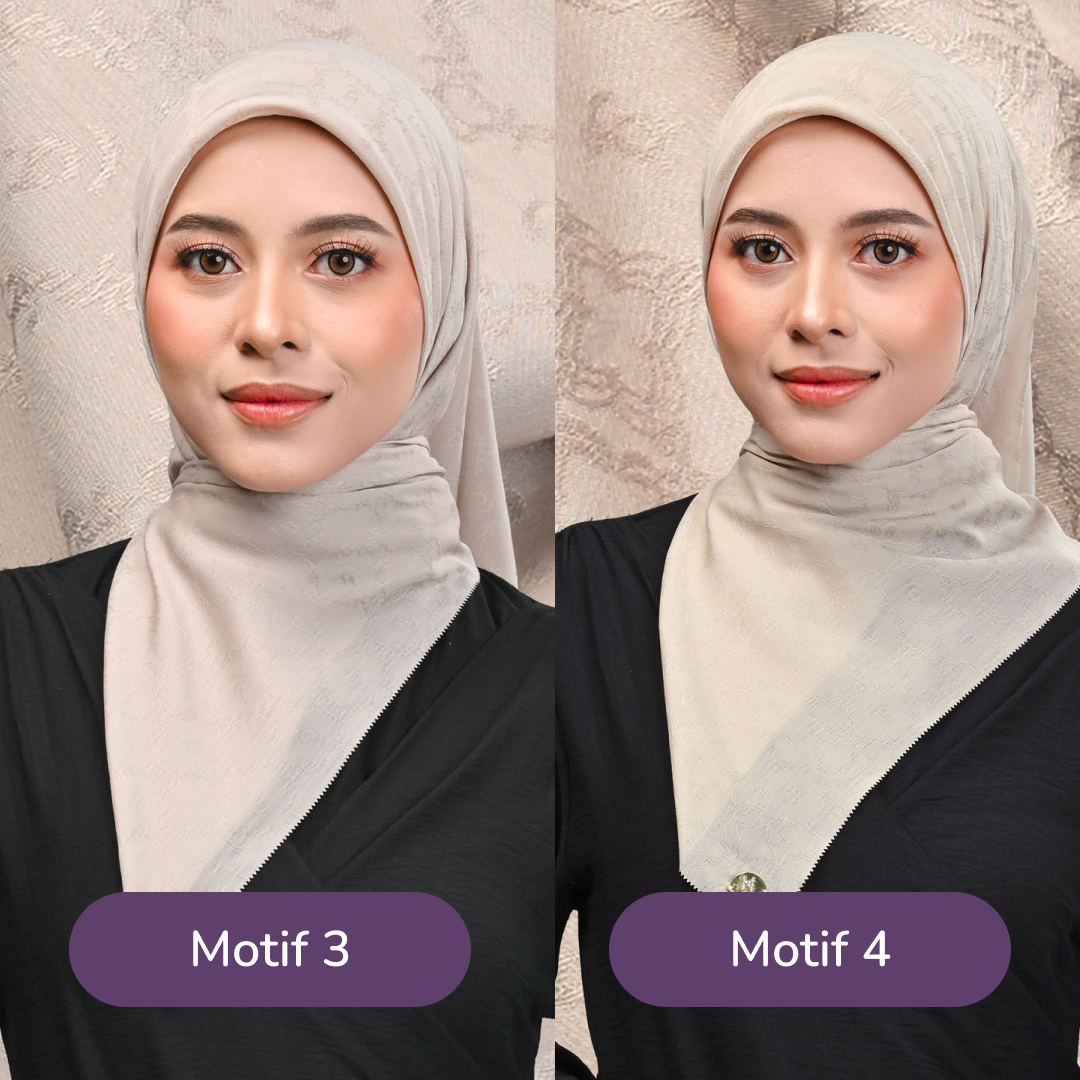 Jacquard Scarf Mono 3 Hijaberies - Oat Milk