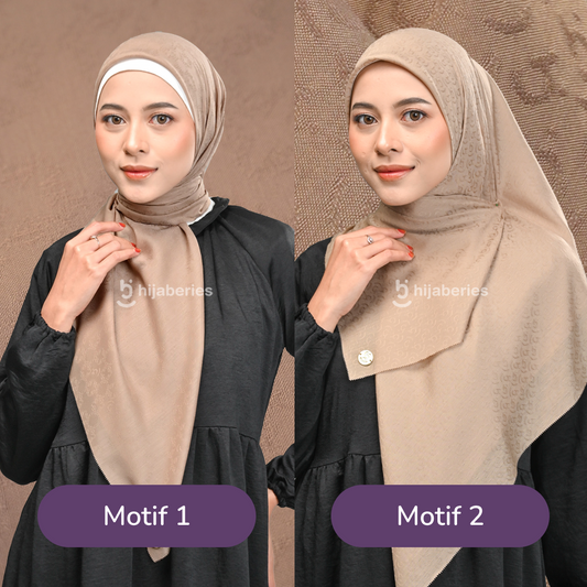 Jacquard Scarf Mono 2 Hijaberies - Soft Taupe