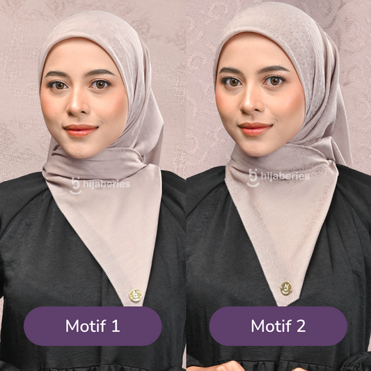 Jacquard Scarf Mono 2 Hijaberies - Simply Taupe
