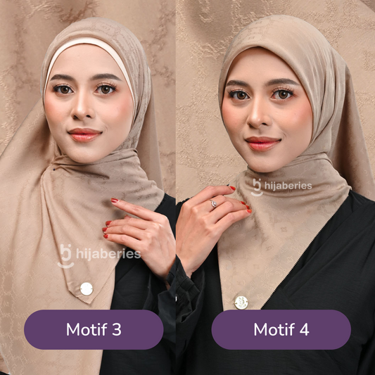 Jacquard Scarf Mono 3 Hijaberies - Soft Taupe