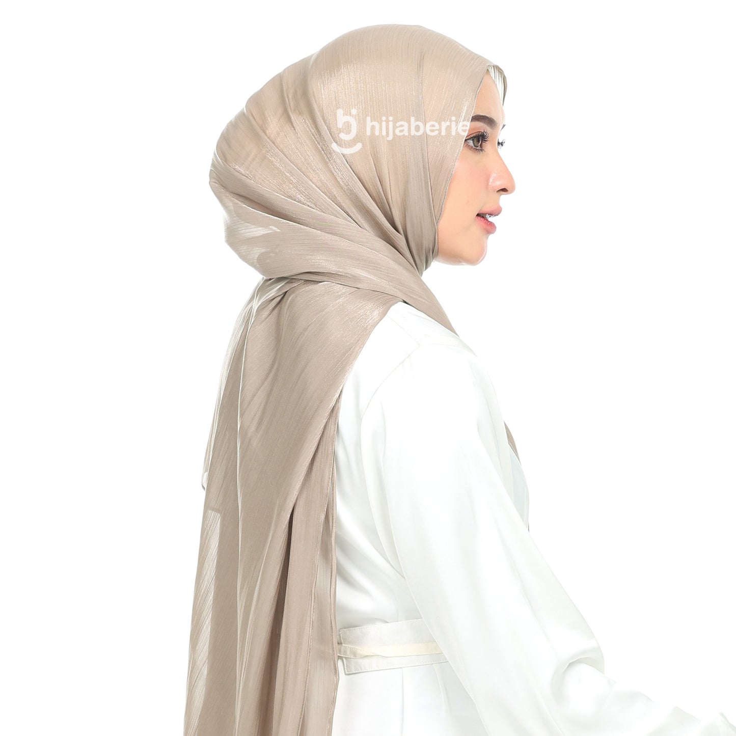 Shimmer Silk Pashmina Hijaberies - Khaky