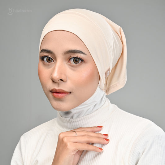 Inner Hijab Long Headband Cotton Rayon Hijaberies - Biscuit