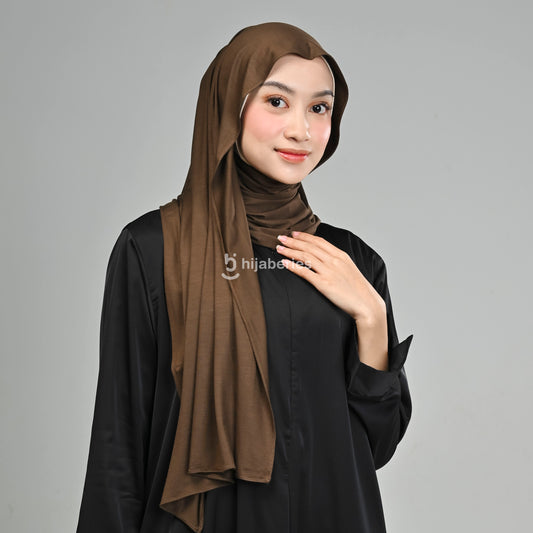 Kesa Tencel Pashmina Kaos Hijaberies - Mahogany
