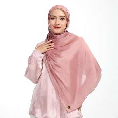 Shimmer Silk Pashmina Hijaberies - Matte Rose